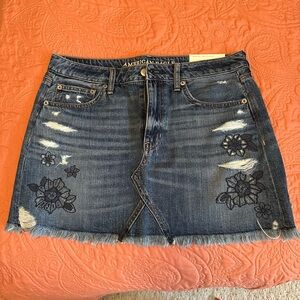 American Eagle Outfitters embroidered denim skirt NWT